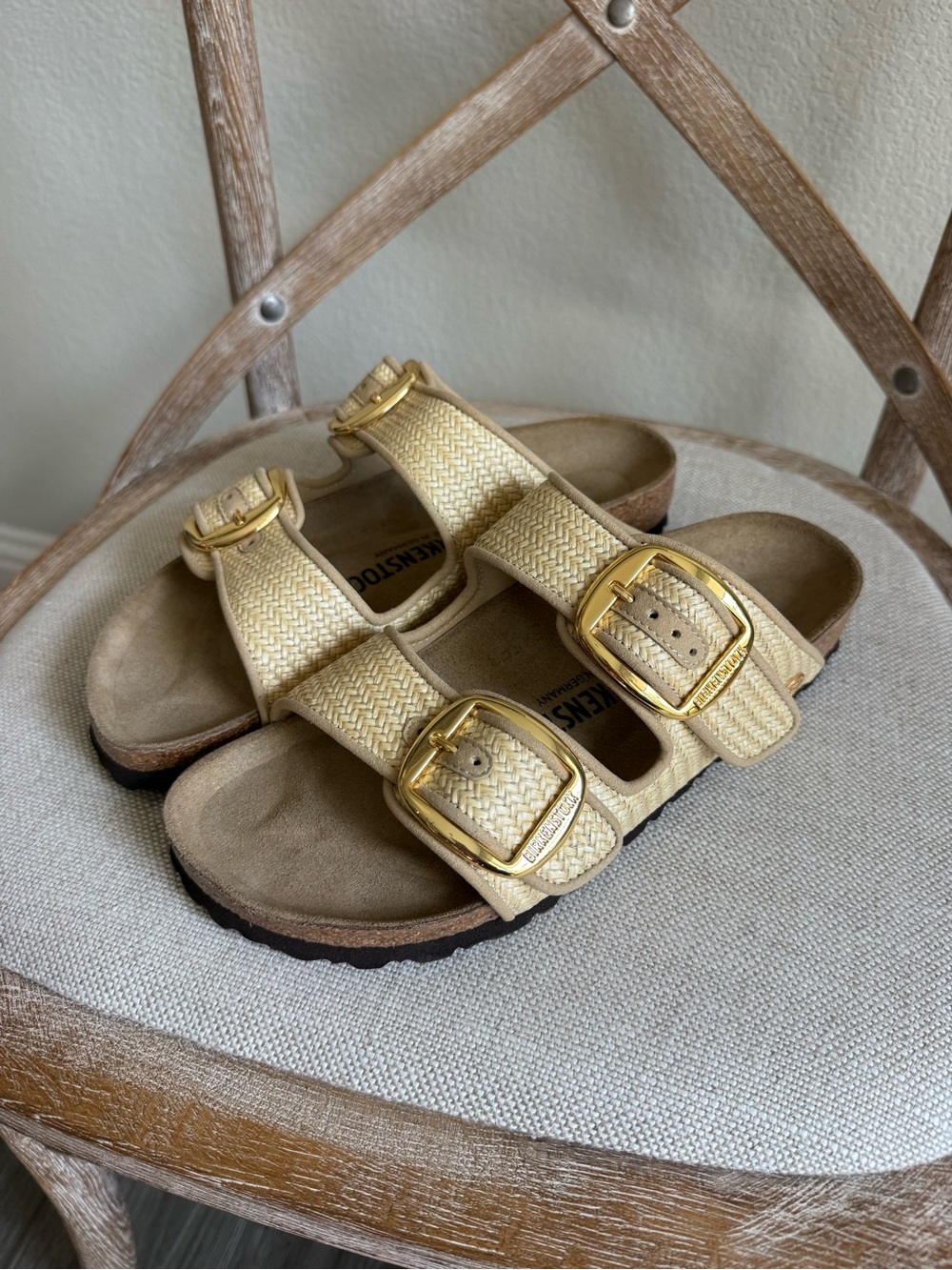 Birkenstock Arizona Raffia Big Buckle Sandals - Picture 2 of 7